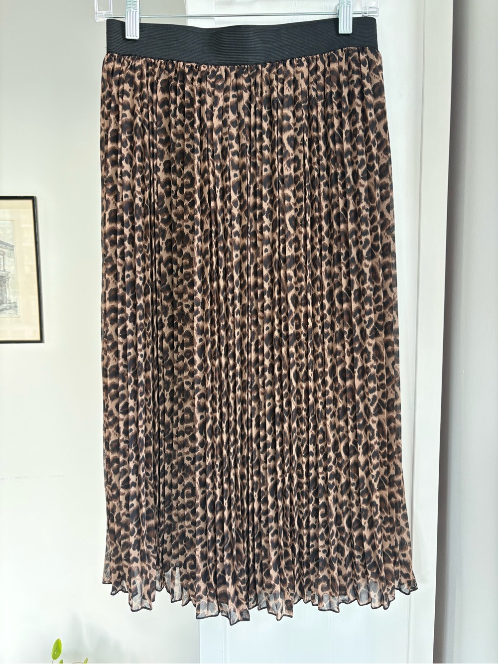 Joie Leopard Print Pleated Midi Skirt Size Medium Animal Print
